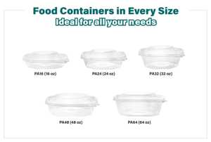 Cajas desechables de plástico con bisagras de 48oz con tapa antivaho para ensalada, Pan para llevar reciclable - Product Image 1