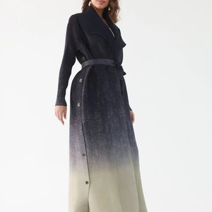 Abaya Miyake con Cuello Plegable, Doble Botonadura, Manga Larga, Degradado, para Mujer, Nueva Abaya 2024, Ropa de Diseñador Original - Product Image 2