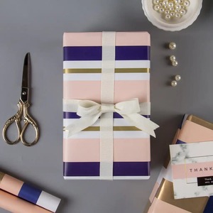 Custom Striped <b>Pattern</b> Gift Wrap <b>Paper</b> Roll Double Sided PE Coated Art <b>Paper</b> 100GSM Eco-Friendly Recyclable Digital Printing - Product Image 2