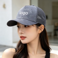 Casquette de baseball grise en gros, séchage rapide, respirante, imperméable, à 5 panneaux, personnalisable, pour hommes et femmes