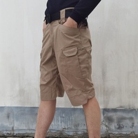 Pantalon cargo tactique tricoté mi-long pour homme IX7, taille mi-haute, motif uni, grandes tailles, short d'entraînement teint uni