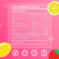 Complément alimentaire pour femmes, 120 gommes de créatine monohydrate 5000 mg, saveur fraise-citron, avec collagène, vitamine D3, fer et calcium