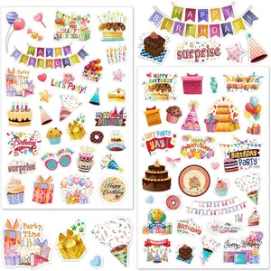 생일 축하 성인 생일 파티 선물 카드 생일 용품 장식을위한 작은 대형 스티커