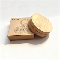 Palette de fards à paupières magnétique ronde naturelle, boîte cosmétique en bois de bambou