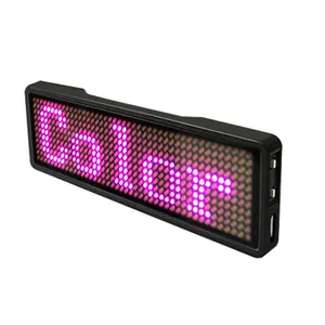 Emblema de luz LED com mensagem programável com logotipo personalizado, crachá de exibição de texto com rolagem carregado por USB