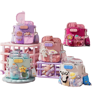 Cute 600ml Cartoon Double <b>Drink</b> <b>Cup</b> for Kids Outdoor Portable Summer <b>Cup</b> Sub-Warehouse <b>Plastic</b> Water Bottle for Students - Product Image 1