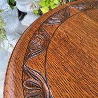 Table ronde en bois massif sculpté de style mi-siècle, table d'appoint rétro française pour café, salle à manger, table à thé, vente en gros d'usine