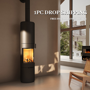 Stufa a Legna per Interni, Caminetto Cilindrico Autoportante in Acciaio al Carbonio per <span class=keywords><strong>Casa</strong></span>, Villa, Hotel, Riscaldamento Invernale - Product Image 2