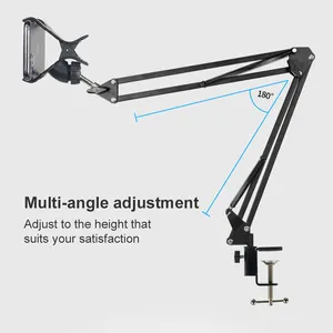360 Degree Swivel Adjustable Tablet Stand Lazy Long Arm Metal Tablet Mobile Phone Holder For 4.7'' To 13.5''
