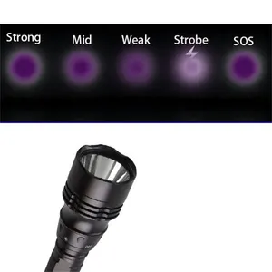 Professional IP68 395nm UV LED Diving Flashlight Underwater 50m 3W UV Diving Light 5-Mode Ultraviolet Lantern With Non-slip Rope
