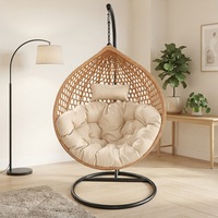 Fauteuil suspendu œuf moderne en rotin tressé pour jardin, patio et extérieur, personnalisable en usine, avec support métallique durable et écologique