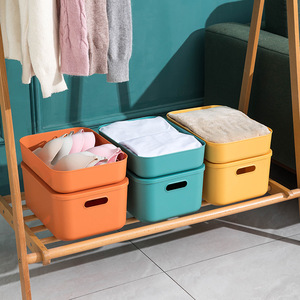 Color-blocked Macaron <b>Storage</b> <b>Box</b> Set Rectangle <b>Stackable</b> With Lid For Bathroom Bedroom Cosmetics Toys Organizer Five-piece - Product Image 3