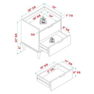 Mesita de Noche Moderna de Mediados de Siglo con 2 Cajones, Madera MDF, Diseño Negro Antiguo para Apartamento, Muebles de Dormitorio, Estilo Nórdico - Product Image 4