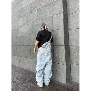 2025 hommes femmes mignon sourire visage en détresse détruit Jean combinaison déchiré Baggy Denim bavoir salopette poche décontracté été - Product Image 4