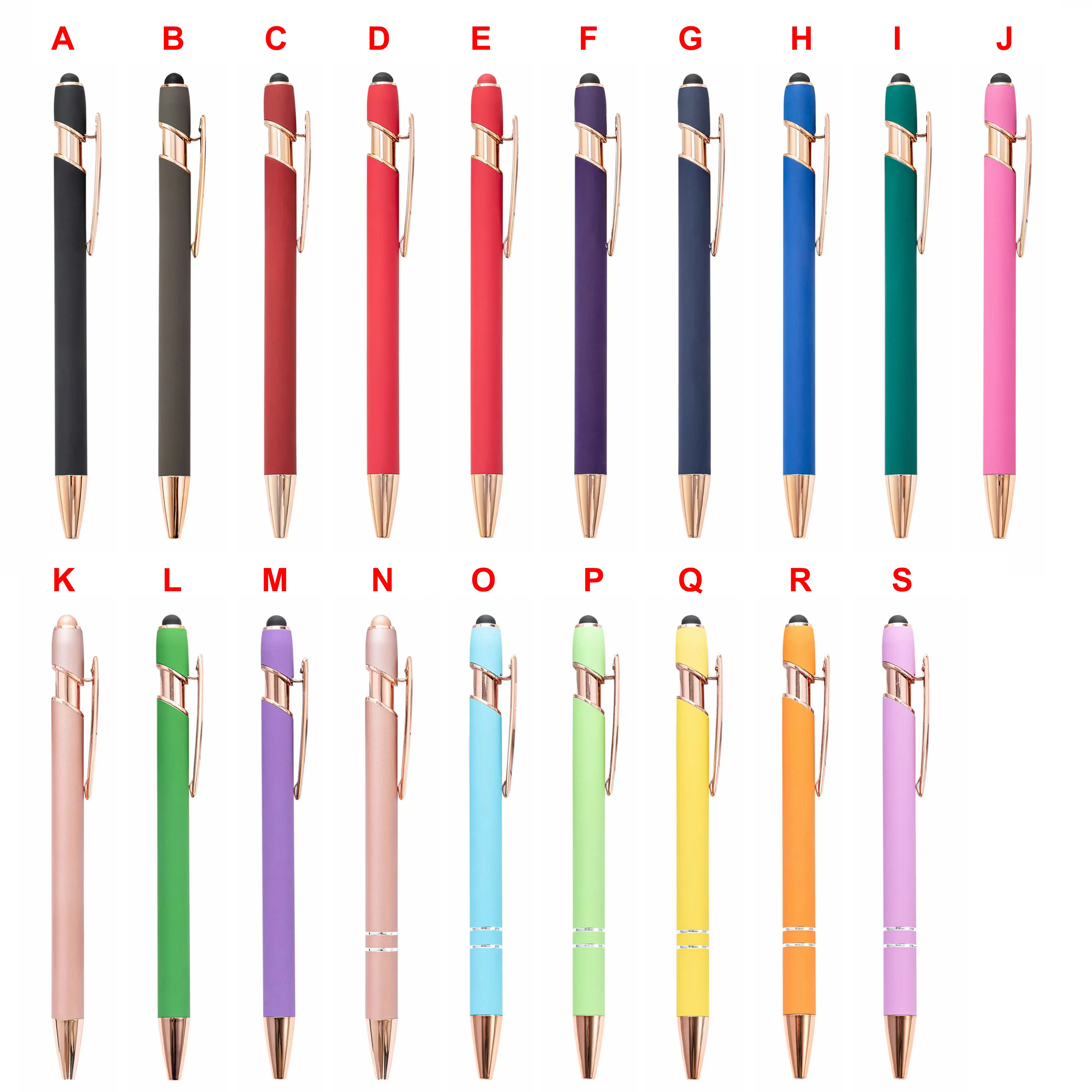 2023 nouveau stylo professionnel fournisseur métal caoutchouc stylo à bille cadeau OEM Logo personnalisé promotionnel écran tactile supérieur stylo à bille