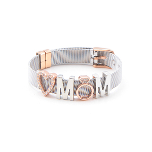 Bracelet à breloque en acier inoxydable pour femmes, cadeau de fête des mères, coulissant, 12 pièces - Product Image 2