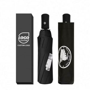 Parapluie pliable promotionnel à double couche, 3 sections, protection solaire extérieure, anti-UV, avec impression de logo - Product Image 1