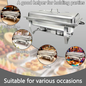 직사각형 스테인레스 스틸 알코올 냄비, 차핑 접시 뷔페 세트 음식 워머 호텔 용품 뷔페 스토브 - Product Image 4