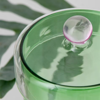 Bocal en verre borosilicate transparent personnalisé soufflé à la main avec couvercle au design de globe 3d bocaux à bonbons en verre fantaisie