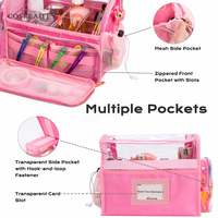 KONCAI Trousse de rangement cosmétique imperméable rose, organiseur de pinceaux cosmétiques, vanity, boîte de maquillage, pochette, sac