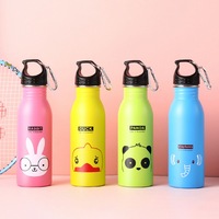 Bouteille d'eau sportive pour enfants en acier inoxydable 304 avec paille, gourde tendance pour enfants