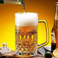 Verre à bière épais de 500 ml avec poignée, style nordique, réutilisable, compatible lave-vaisselle, cadeau d'affaires pour KTV, bar, bière pression