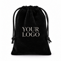 Pochette en velours doux avec cordon de serrage, logo personnalisé, sac d'emballage réutilisable pour bijoux, cosmétiques, câbles électroniques, cadeaux