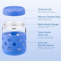 Bocaux Mason en verre écologiques de 16 oz avec manchons en silicone, hermétiques, sans BPA, pour flocons d'avoine de nuit, en acier inoxydable, pour cuisine et voyage