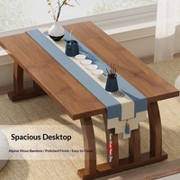 Table basse carrée de style chinois pour baie vitrée, table à thé en bambou pour rebord de fenêtre tatami ou balcon, table de rangement basse pour assise au sol