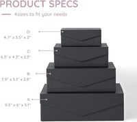 Cajas Decorativas Negras con Tapas Magnéticas, Cajas de Regalo Pequeñas Reutilizables de Cartón para Regalos, Juego de Cajas de Papel Maché con Cierre Magnético