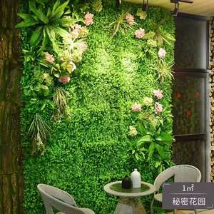 Decoración de Pared Exterior con Fondo Rojo, Césped Artificial, Puerta con Plantas, Muro de Flores Rojo de Moda - Product Image 4