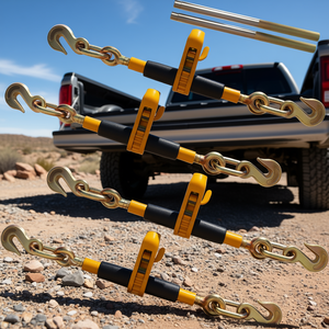 Tensor de Cadena con Trinquete 5/16-3/8 Pulgadas G80 con Ganchos, Límite de Carga 7100 Libras, Equipo de Amarre de Acero Seguro para Transporte - Product Image 2
