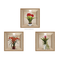 Fleurs et plantes pot 3D simulation cadre photo stickers muraux salon studio décoration papier peint autocollants auto-adhésifs