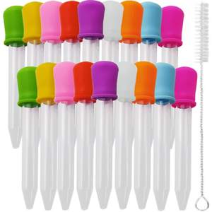 Compte-gouttes liquides avec brosse de nettoyage, pipettes en silicone et en plastique, compte-gouttes de transfert avec embout bulbe pour administrer médicaments et lait - Product Image 1