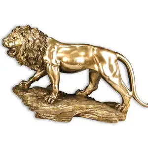 Bắt chước vật liệu đồng thau trang trí nhà ngoài trời hoặc ở phía trước của bức tượng nhựa sư tử cửa
