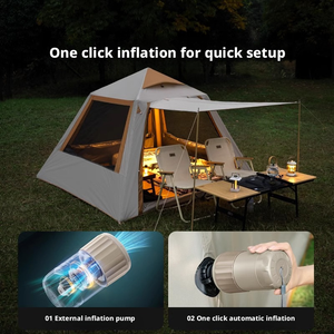 Outdoor Camping Aufblasbares Zelt - Automatisch Aufblasbar Regen-/Sonnenschutz Faltbar Tragbar 2-4 Personen Oxford-Gewebe - Product Image 3
