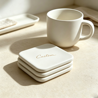 Ensemble de sous-verres en céramique personnalisés sur mesure avec logo, sous-verres en céramique absorbants pour tasses, protection de table pour cadeau de mariage
