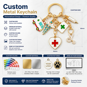 1 pièce Porte-clés en émail créatif en forme de grand cœur, motif casquette d'infirmière, pilule et masque, de la série médicale et infirmière, breloque de sac, joli cadeau pour amis - Product Image 2