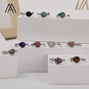 Goutte d'eau <span class=keywords><strong>cristal</strong></span> bagues guérison pierre précieuse naturelle perle à facettes Cabochons <span class=keywords><strong>bague</strong></span> en argent bijoux de mariage dame cadeau - Product Image 5