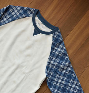 Custom DTG printing Men's <b>Raglan</b> Crew Neck <b>Long</b> <b>Sleeve</b> <b>T</b>-<b>Shirt</b> 100% Cotton plaid <b>Long</b> <b>Sleeve</b> <b>T</b>-<b>Shirt</b> for Men - Product Image 5