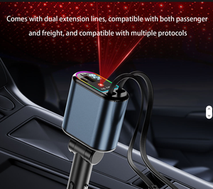 <span class=keywords><strong>Chargeur</strong></span> de <span class=keywords><strong>voiture</strong></span> rétractable Starlight Lamp 120W <span class=keywords><strong>4</strong></span>-en-1 à charge rapide avec port Type-C pour téléphone portable et montre connectée - Product Image 5