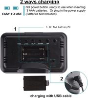 Horloge de bureau numérique électronique moderne à commande vocale LED, station météo, moniteur d'humidité, calendrier, fonction snooze, pour la maison