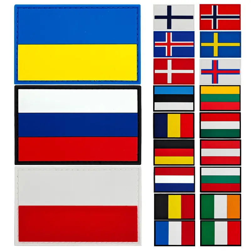 ヨーロッパ国旗PvcラバーV_elcroスタンプロシアンパッチ、Pvc旗パッチ