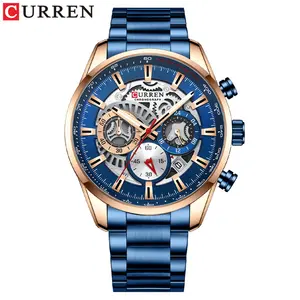 CURREN 8391新设计定制品牌男性小时低成本不锈钢表带防水计时低最小起订量户外腕表