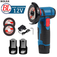 Meuleuse d'angle sans fil BOLNA 12V avec batterie au lithium 2.0AH, vitesse maximale de 8500 tr/min pour la découpe et le meulage général