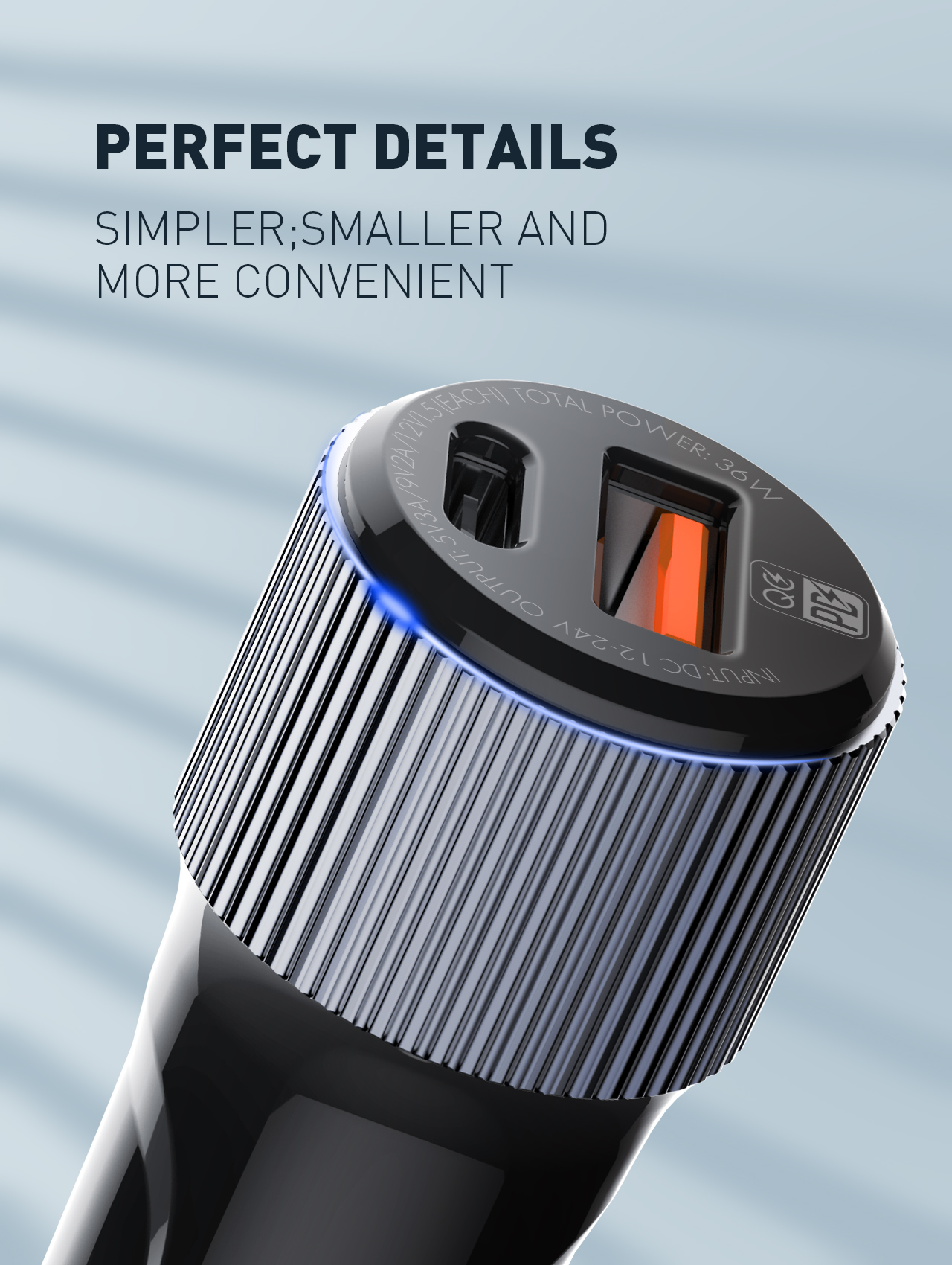 LDNIO C510Q USB C Fast Car Charger 36W PD+QC3.0 Fast Charging in Car charger Dual Port USB Car Charger
