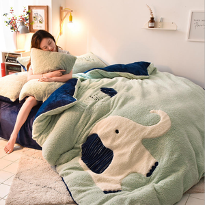 工場直送卸売り刺繍入りフリース寝具セット シェルパフランネルベッドシーツ - Product Image 5