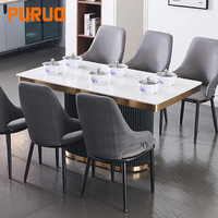 Ensemble de table à manger élégant de style royal avec 4, 6 ou 8 chaises, tables d'appoint pour salle à manger, meubles avec plateau en marbre véritable