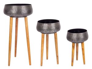 Ensemble de 3 jardinières de qualité supérieure, de forme ronde, en métal, au design tendance, pour la décoration du jardin - Product Image 4