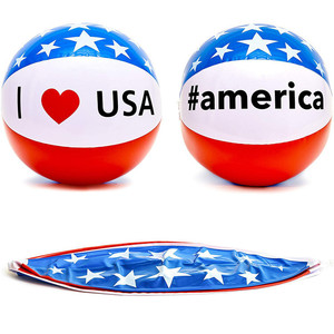 Ballon de plage gonflable en PVC, 30CM, design drapeau américain, imprimé I Love Usa, jouet unisexe pour jeu en plein air - Product Image 2